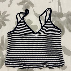 Blue & White Striped Cotton Crop Top